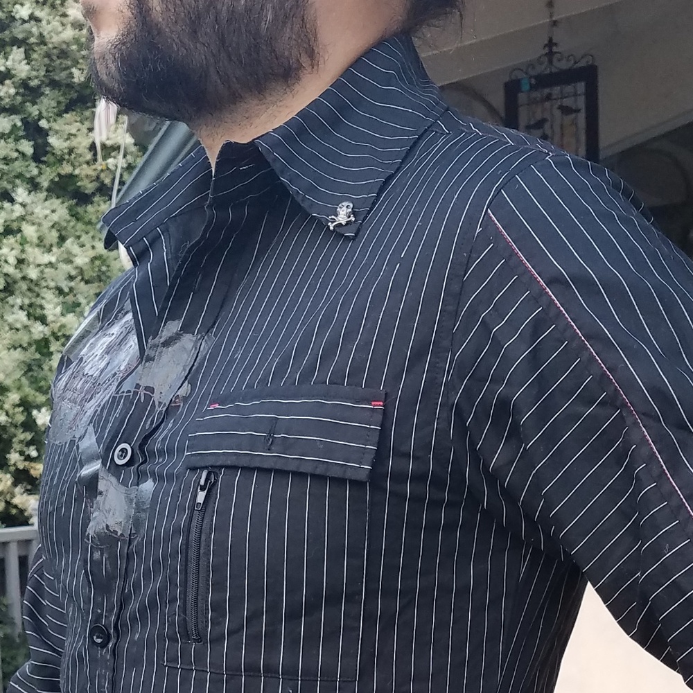 Hot topic cross skull collar goth  dress shirt